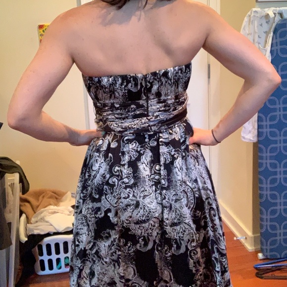 BCBG Maxazria silk cocktail dress, black & silver - Picture 2 of 5